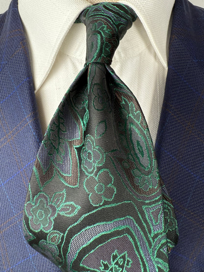 Cravatta verde floreale jacquard