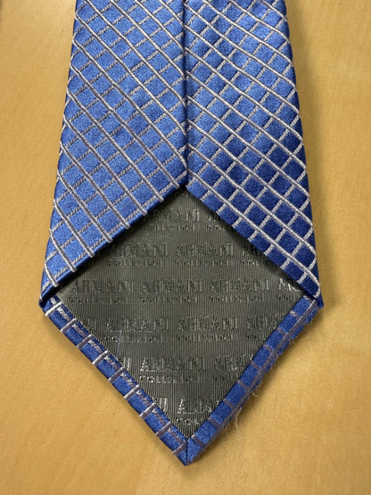 Cravatta Armani Collezioni raso azzurro a reticolo