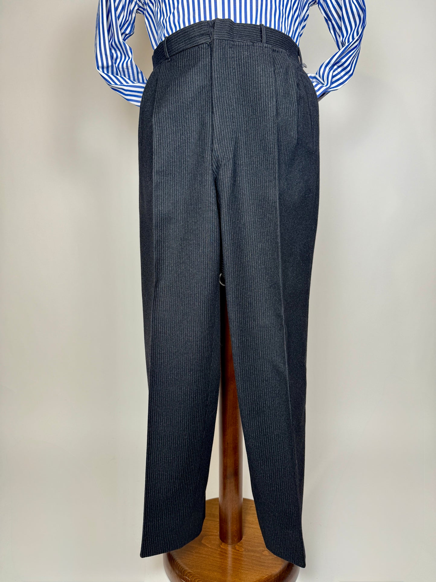 Completo 3 pezzi anni ‘60 sartoriale flanella antracite gessato - tg. 50