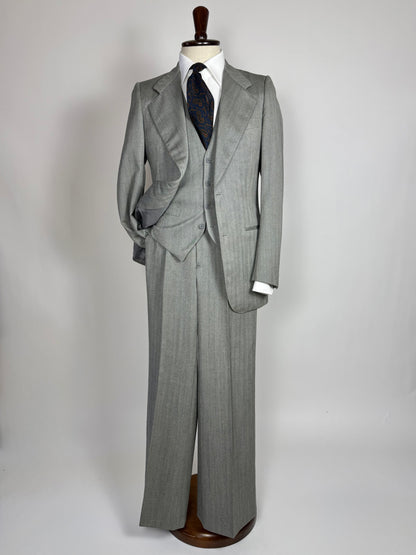 Completo 3 pezzi anni '70 herrigbone grigio - tg. 44