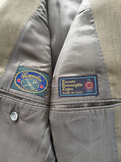 Completo anni ‘80 verde oliva lana pettinata E. Zegna - tg. 48/50