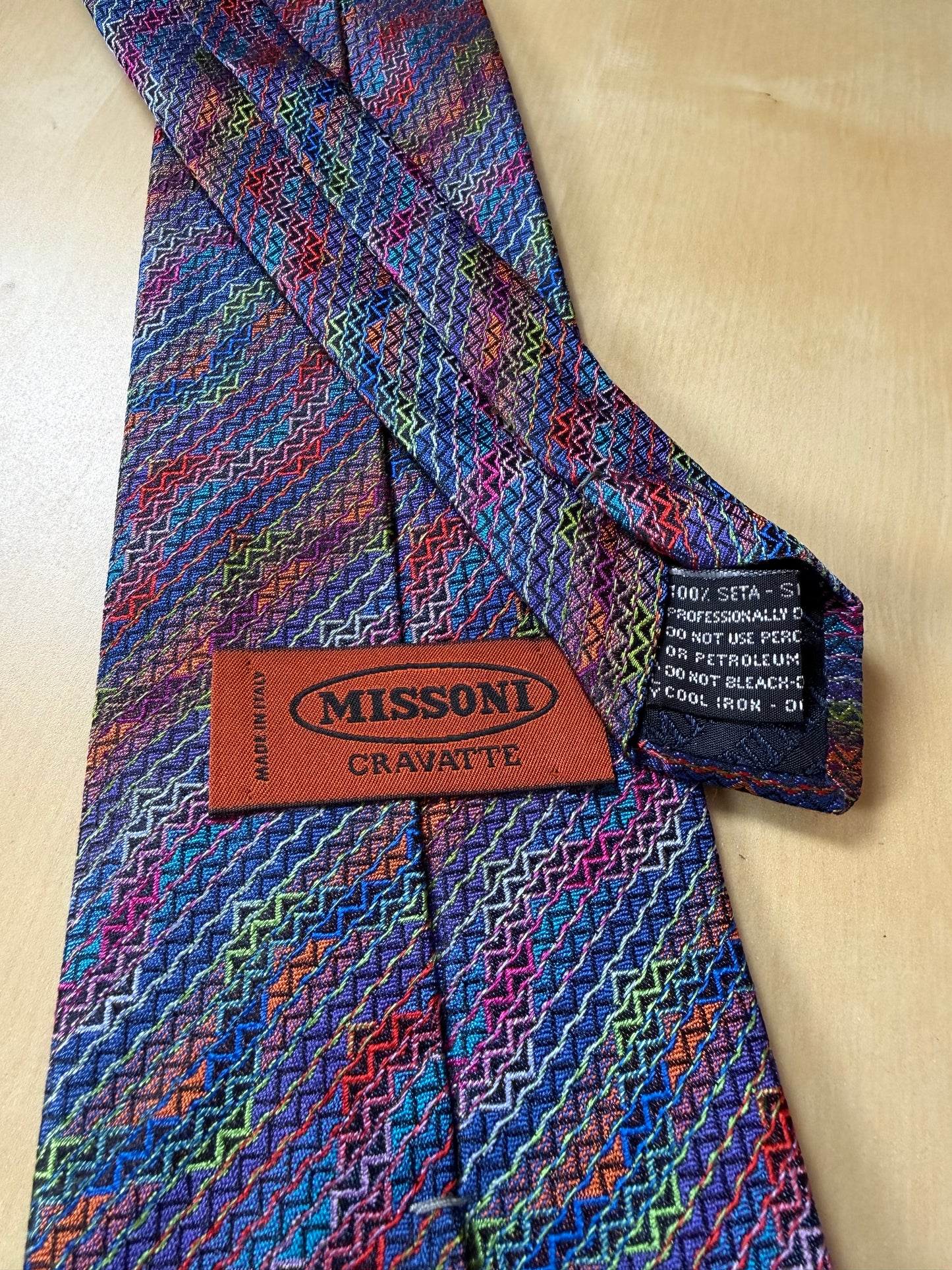 Cravatta Missoni zigzag multicolore jacquard