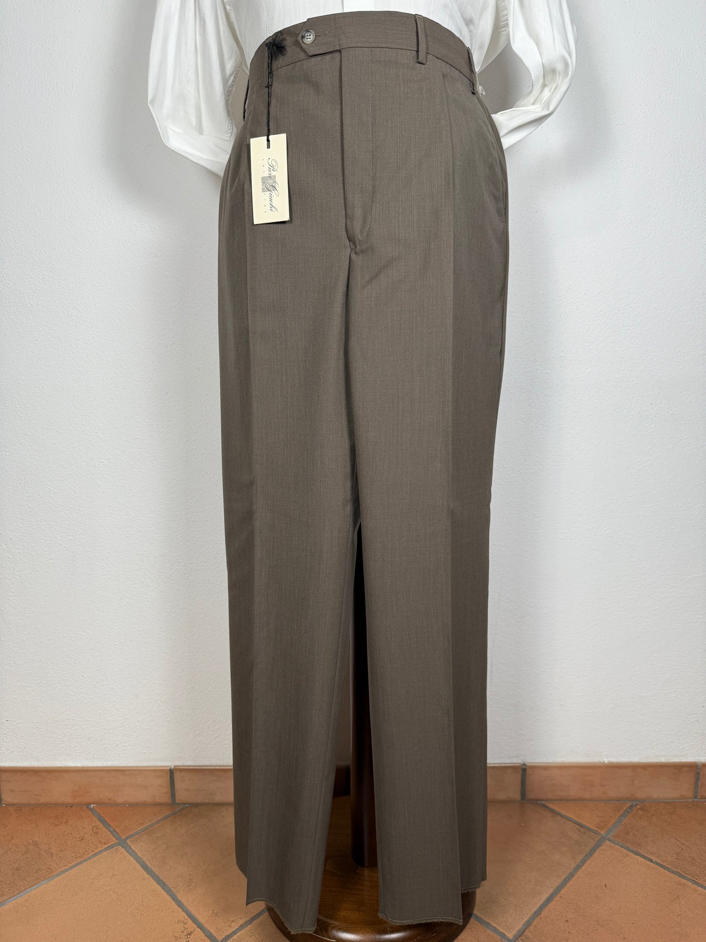 Pantalone anni ‘90 fresco lana marrone cacao (NOS) - tg. 56