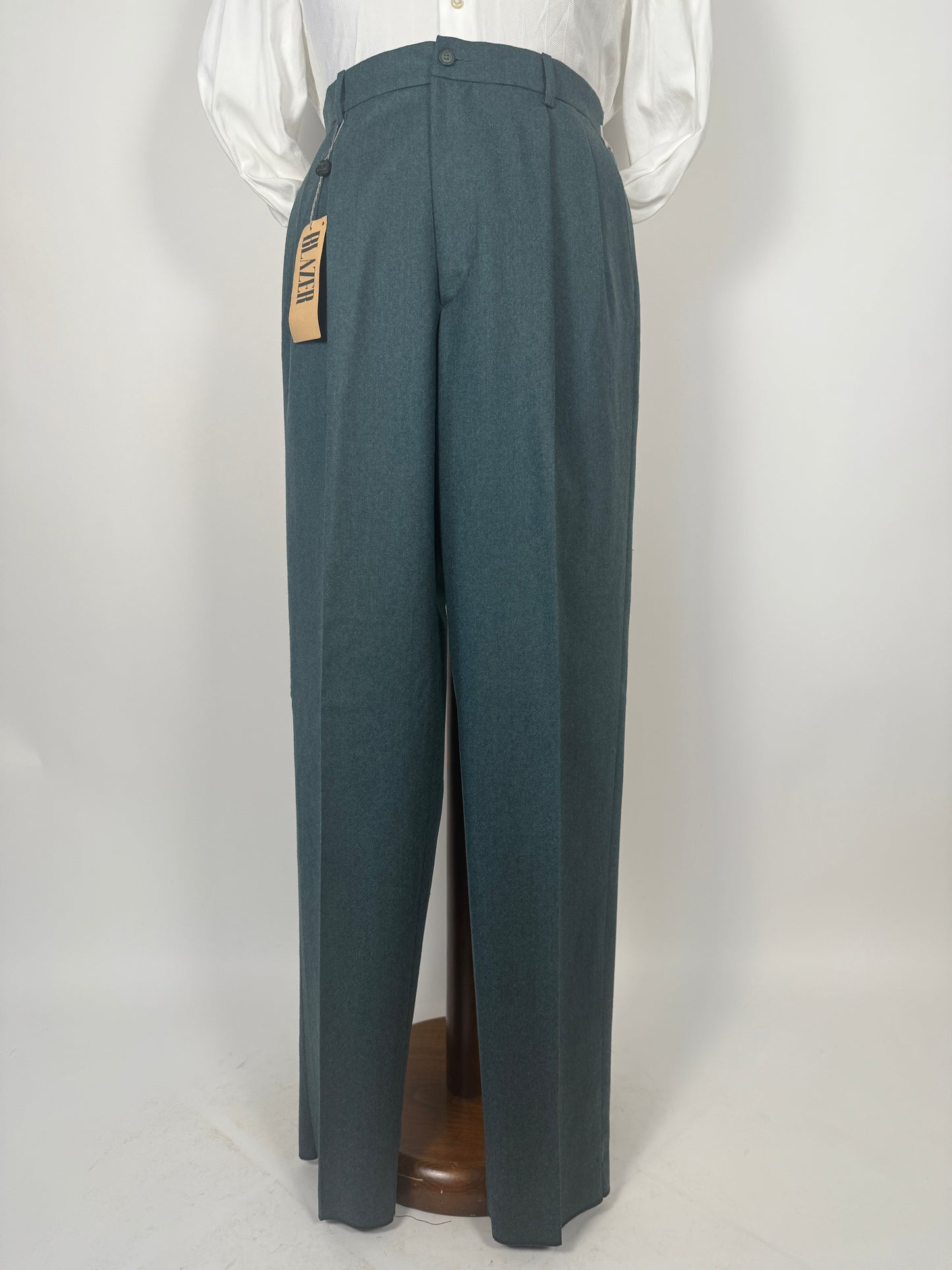 Pantaloni anni ‘80 in flanella verde pino (NOS) - tg. 52
