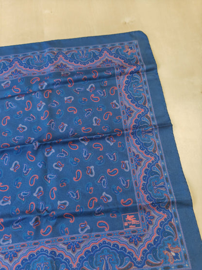 Pochette in seta Etro blu fantasia paisley