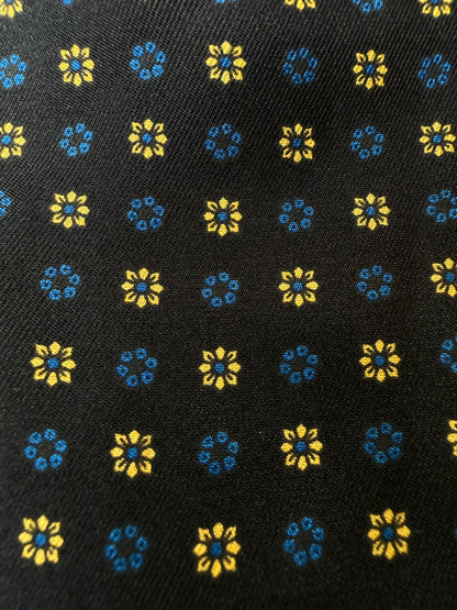 Ascot blu notte micro fantasia fiori