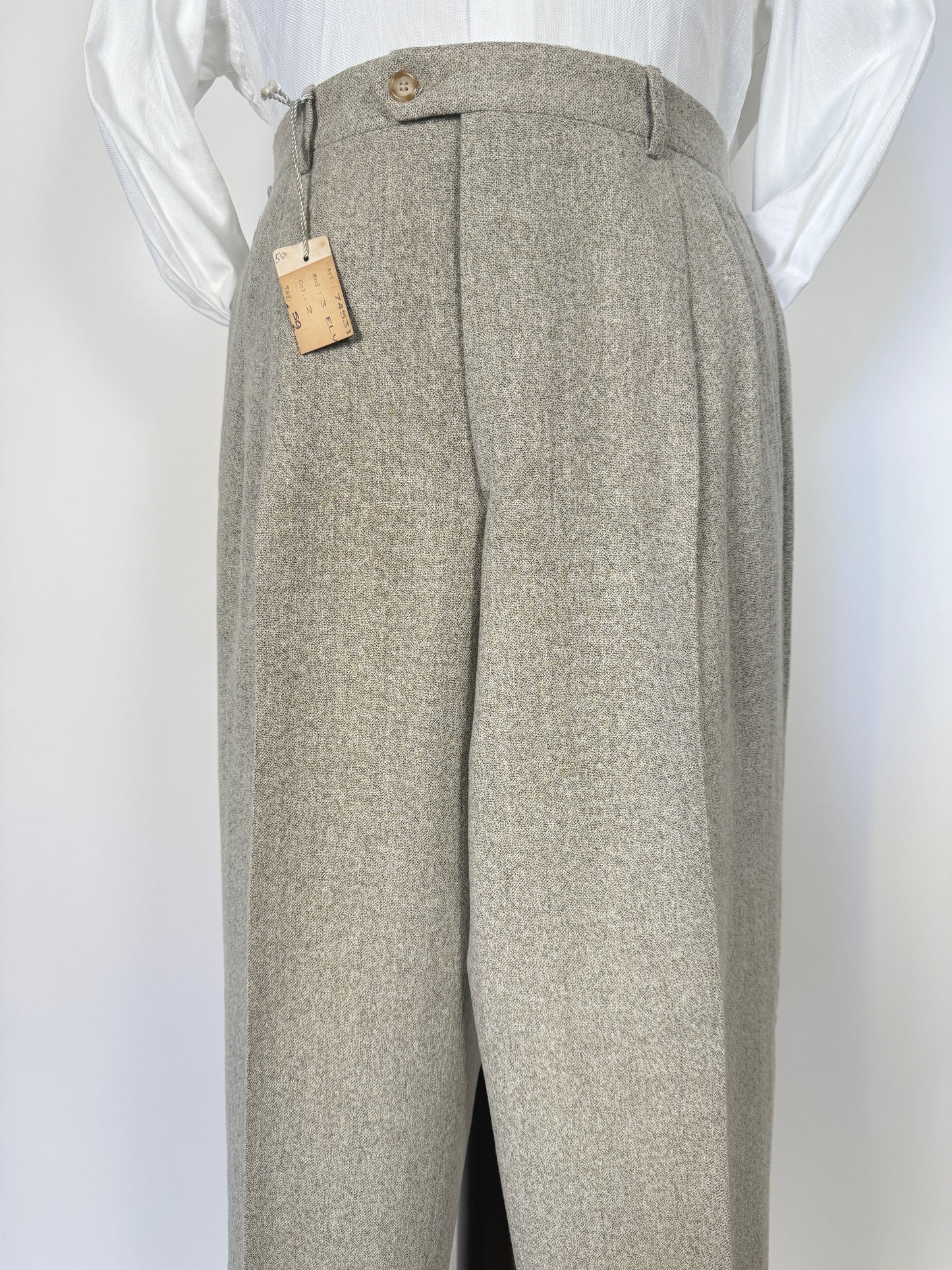 Pantaloni anni ‘80 in lana color panna (NOS) - tg. 50/52