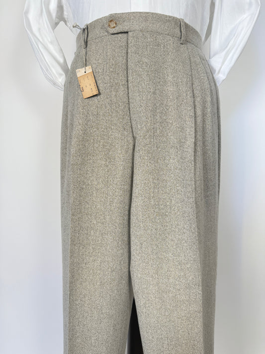 Pantaloni anni ‘80 in lana color panna (NOS) - tg. 50/52