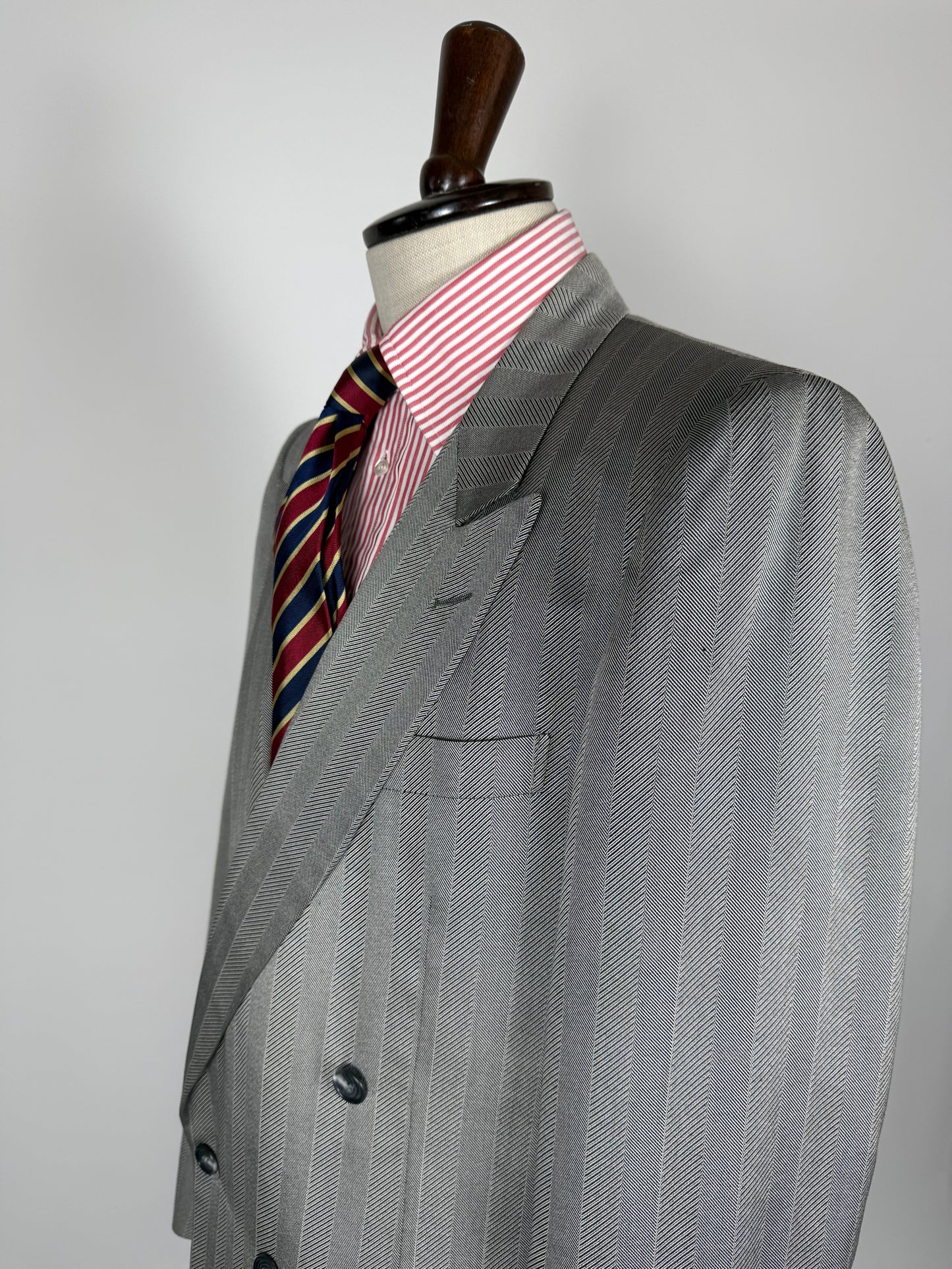 Giacca doppiopetto Christian Dior anni '70/'80 lana e seta chevrons - tg. 52 lunga