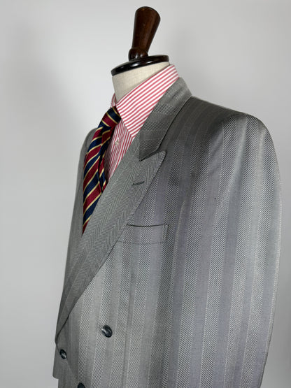 Giacca doppiopetto Christian Dior anni '70/'80 lana e seta chevrons - tg. 52 lunga