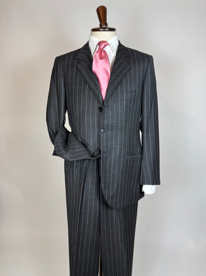 Completo gessato sartoriale in flanella lana e cashmere tessuto Loro Piana - tg. 50