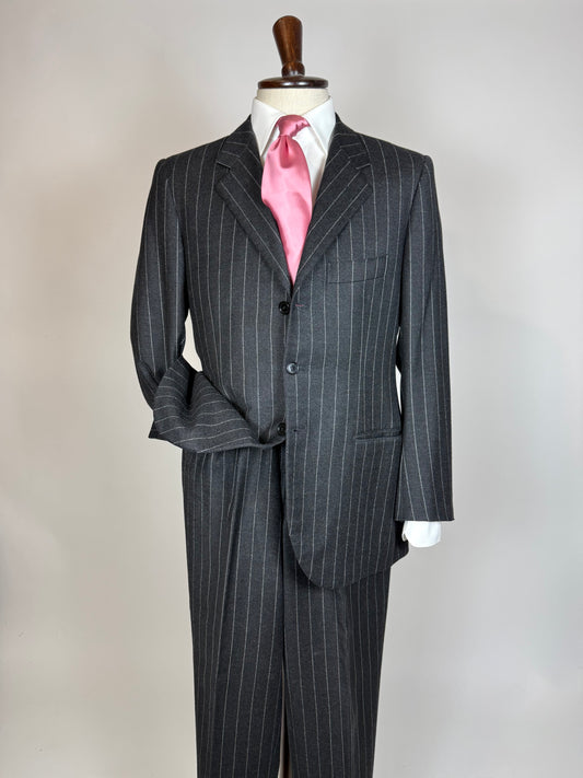Completo gessato sartoriale in flanella lana e cashmere tessuto Loro Piana - tg. 50