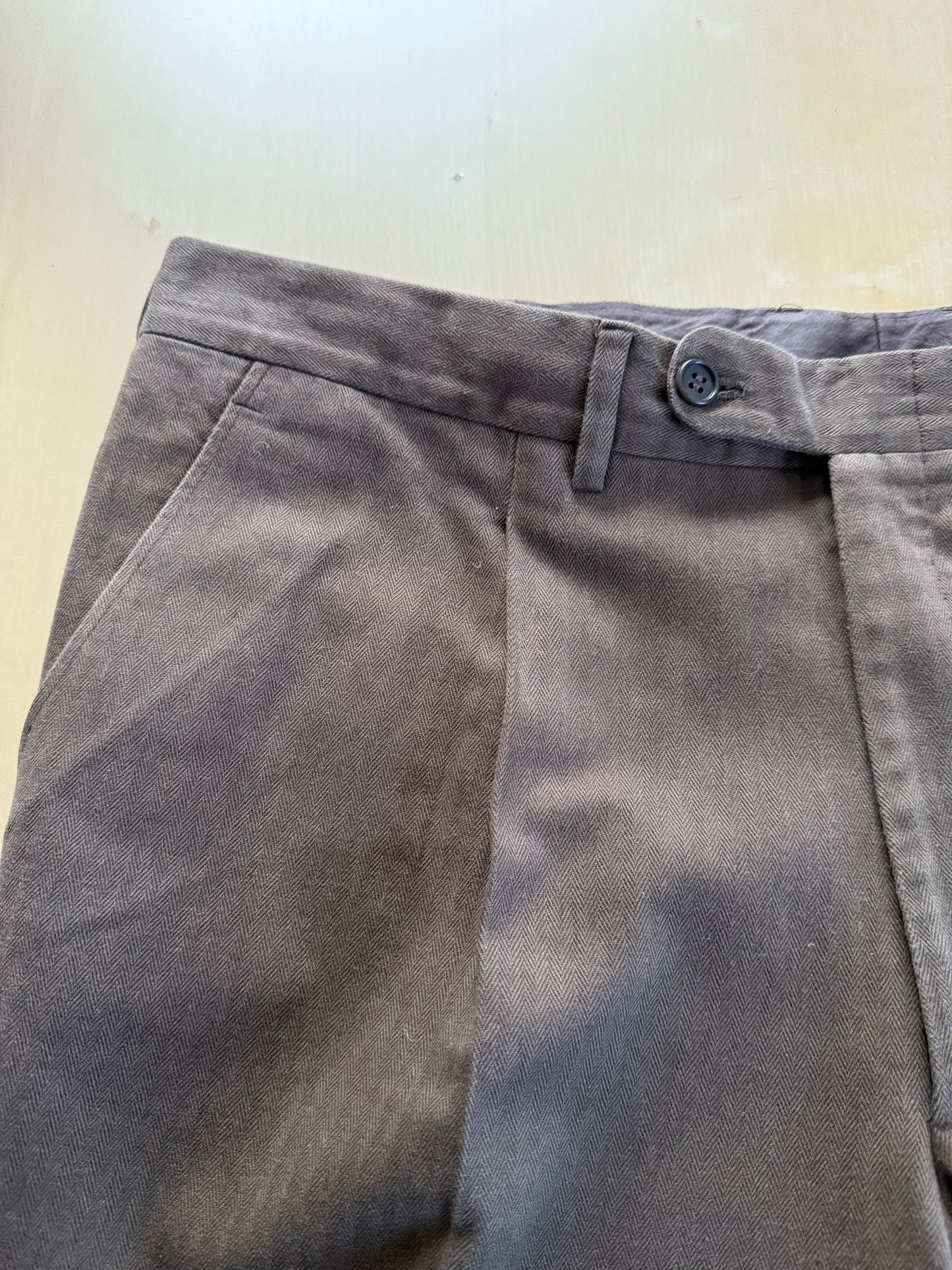 Pantaloni sartoriali in cotone spigato marrone - tg. 54