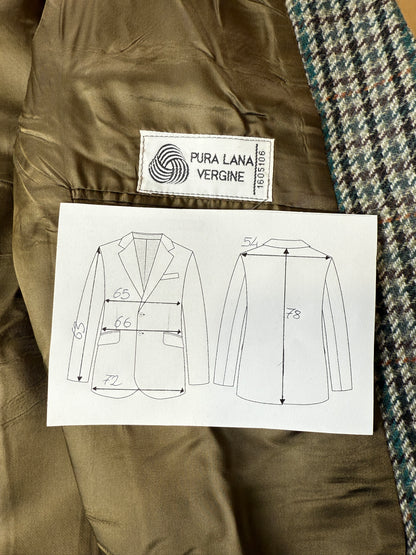 Giacca anni ‘80 pied-de-poule verde e grigio - tg. 60/62