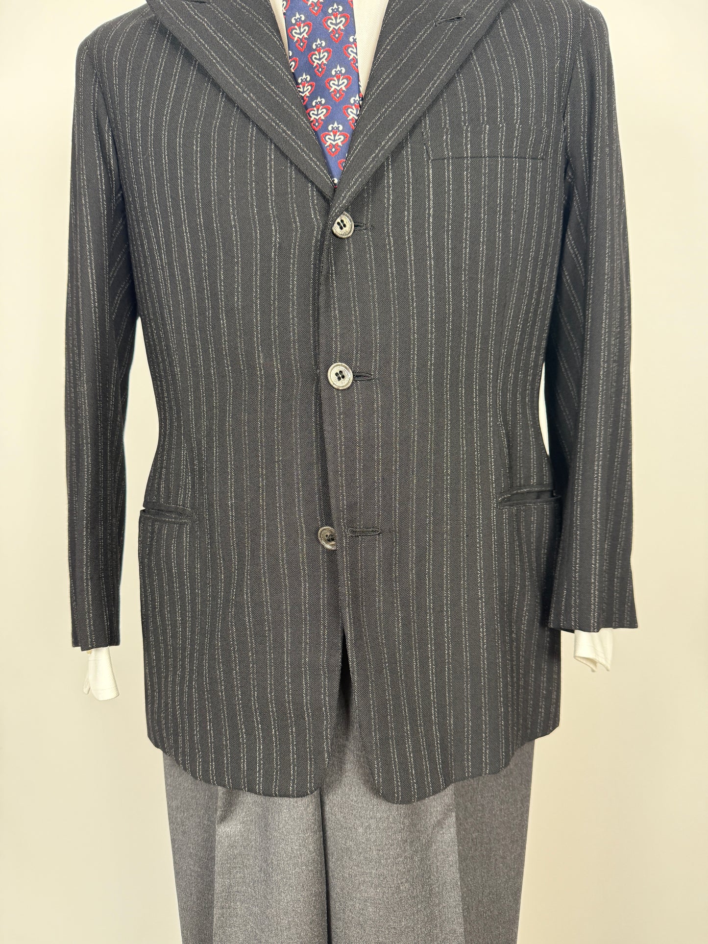 Giacca anni ‘50 sartoriale nero gessato - tg. 44