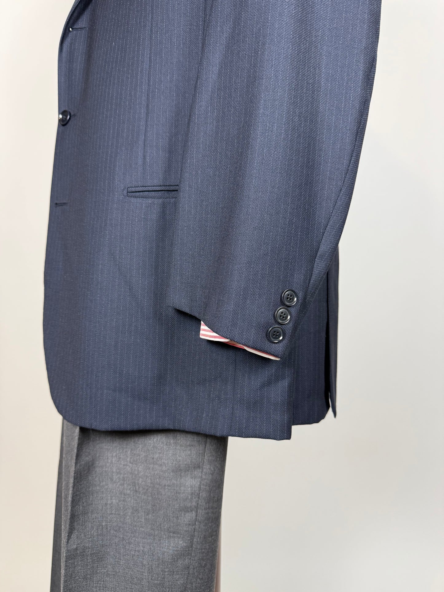 Giacca Pal Zileri tessuto Loro Piana four seasons blu gessato - tg. 56/58