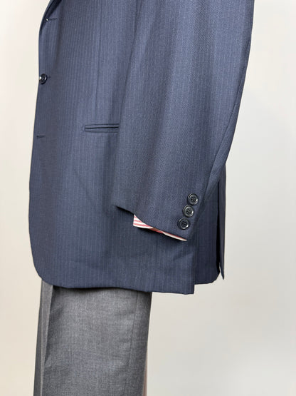Giacca Pal Zileri tessuto Loro Piana four seasons blu gessato - tg. 56/58