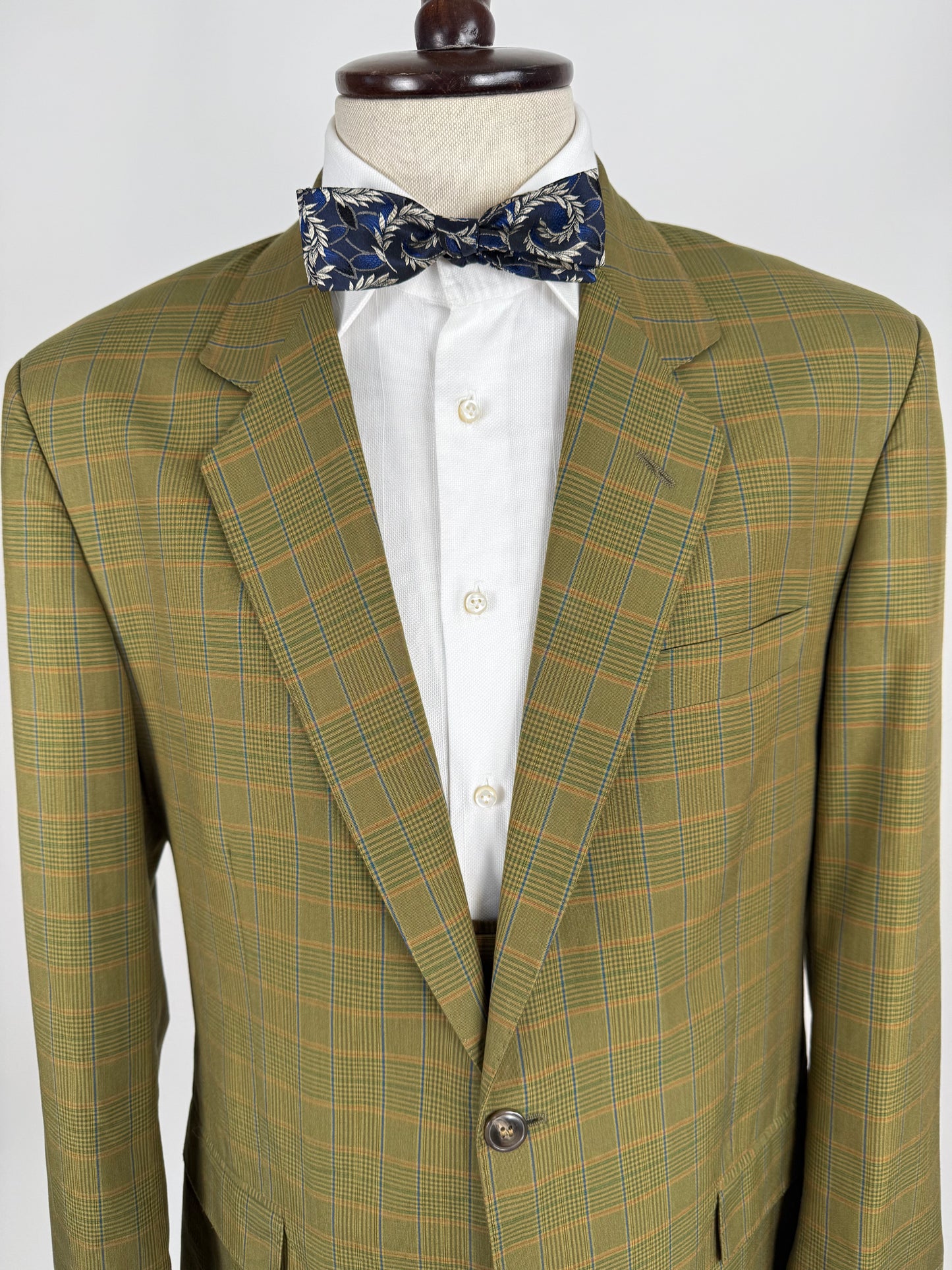 Completo anni ‘80 verde a quadri in cotone sfoderato - tg. 50