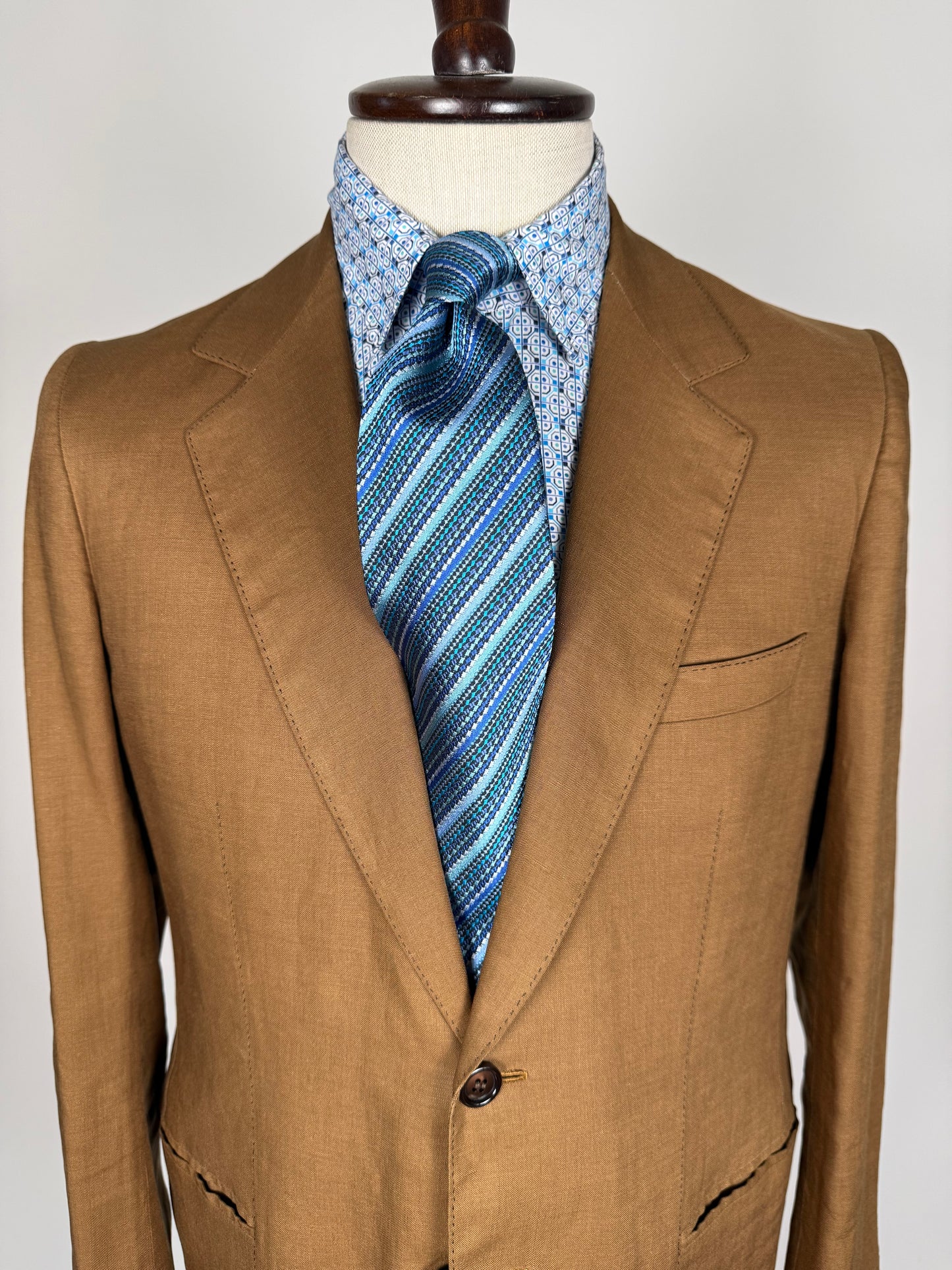 Giacca sartoriale in lino irlandese color tabacco - tg. 48