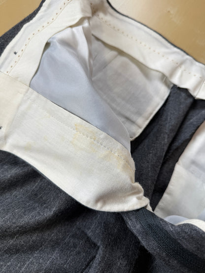 Completo doppiopetto flanella grigio gessato anni ‘80/‘90 - tg. 48/50, drop alto