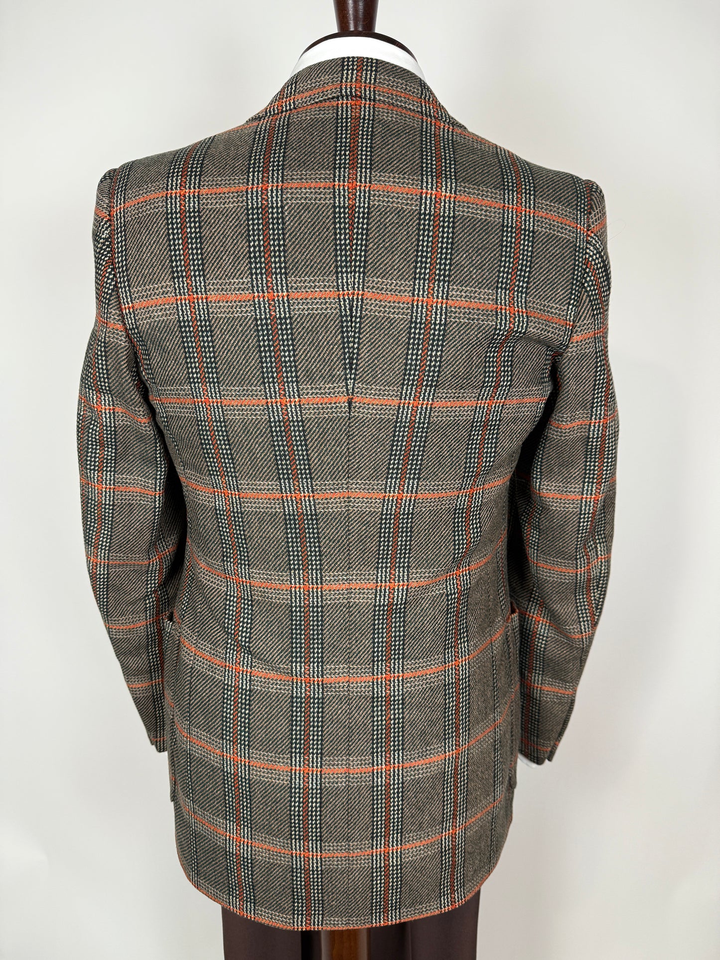 Giacca anni ‘70 Marzotto tweed a quadri verde arancio - tg. 42/44