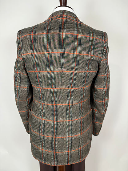 Giacca anni ‘70 Marzotto tweed a quadri verde arancio - tg. 42/44