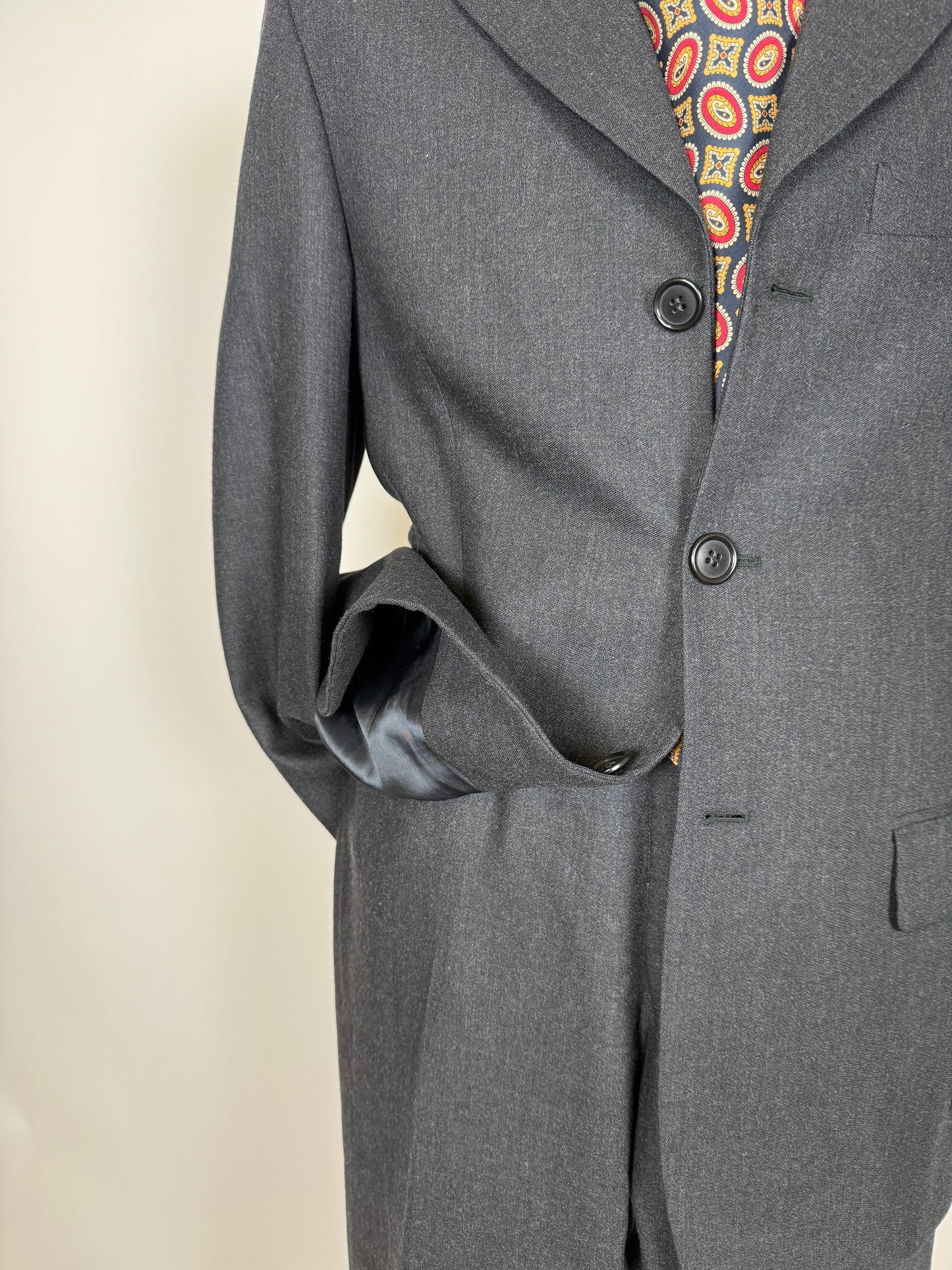 Completo Missoni anni ‘90 in flanella grigio antracite - tg. 48/50