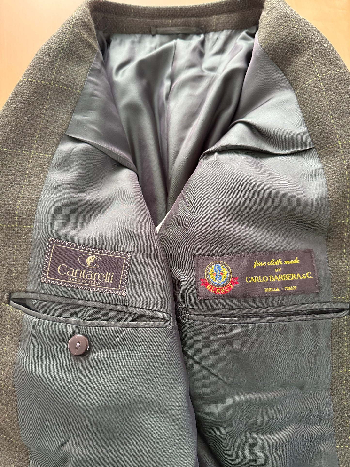 Giacca Cantarelli lana cammello e cashmere verde finestrato - tg. 56