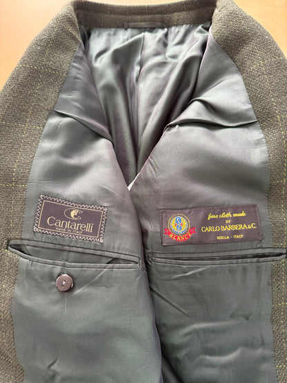 Giacca Cantarelli lana cammello e cashmere verde finestrato - tg. 56