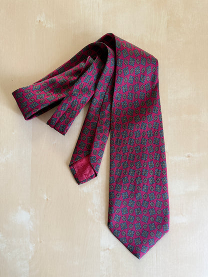 Cravatta Balenciaga in seta cannettata rosso fantasia