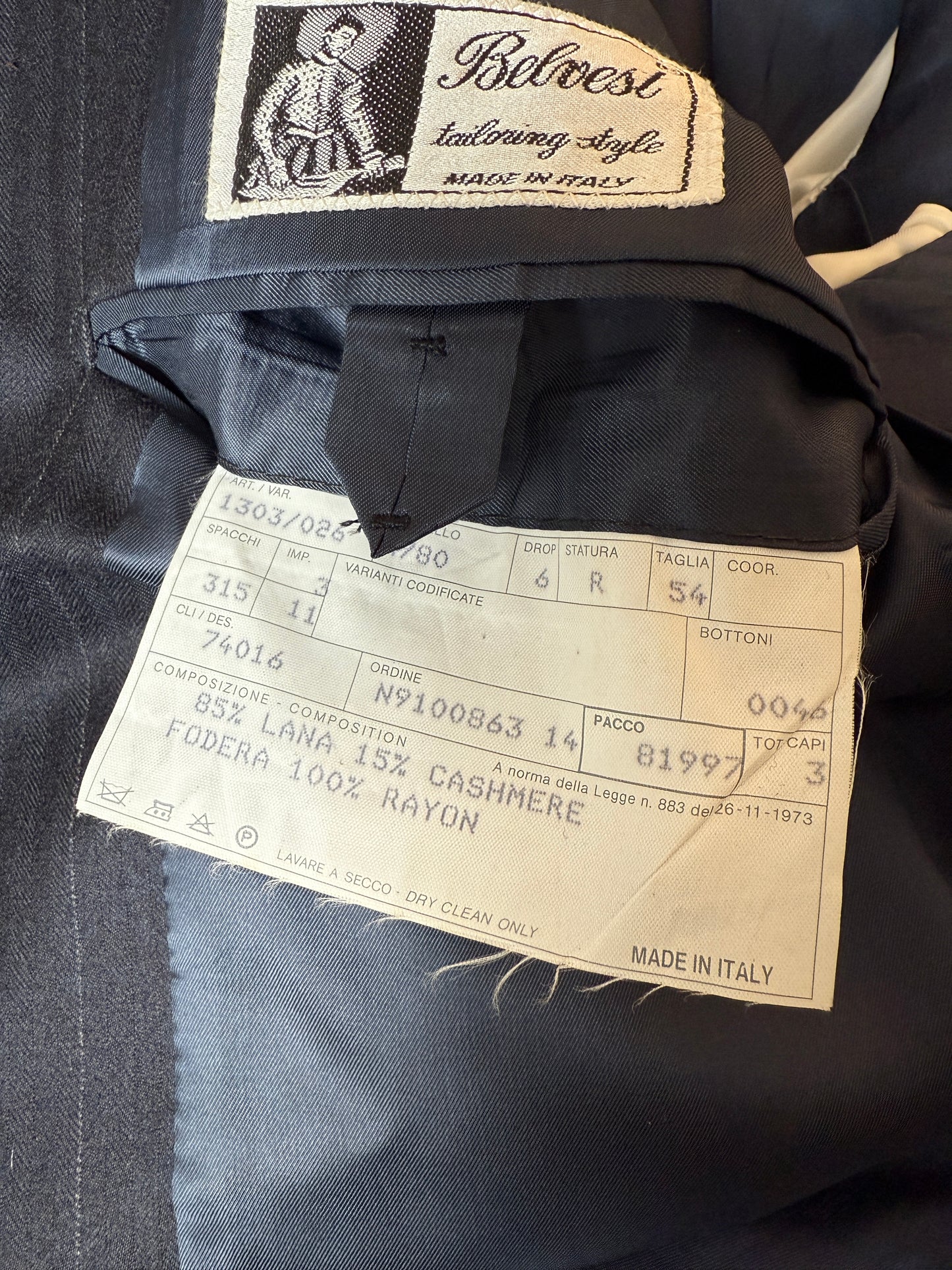 Giacca Belvest anni ‘80 flanella blu lana e cashmere - tg. 52/54