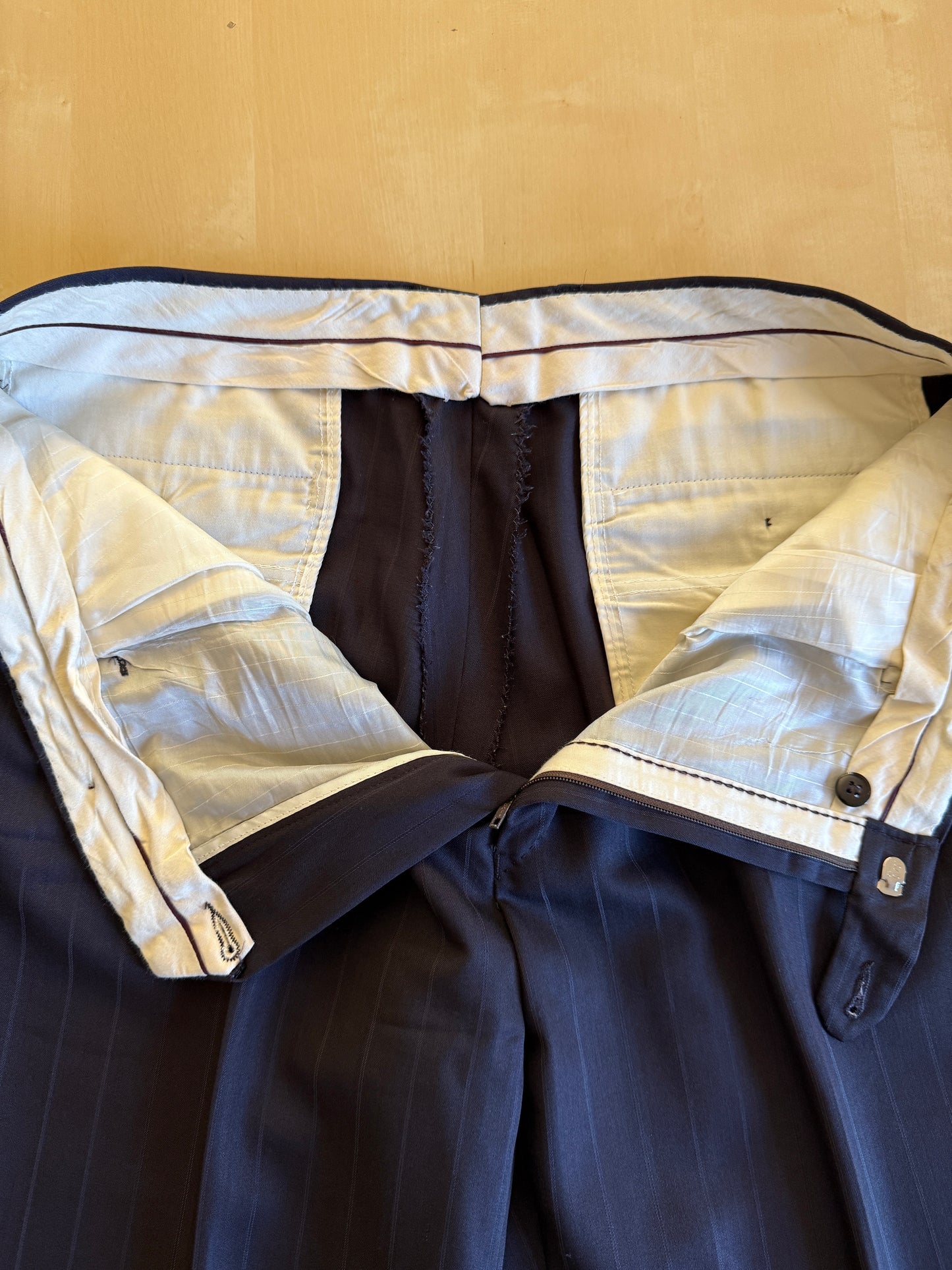 Completo doppiopetto gessato anni ‘80 marrone cacao - tg. 52