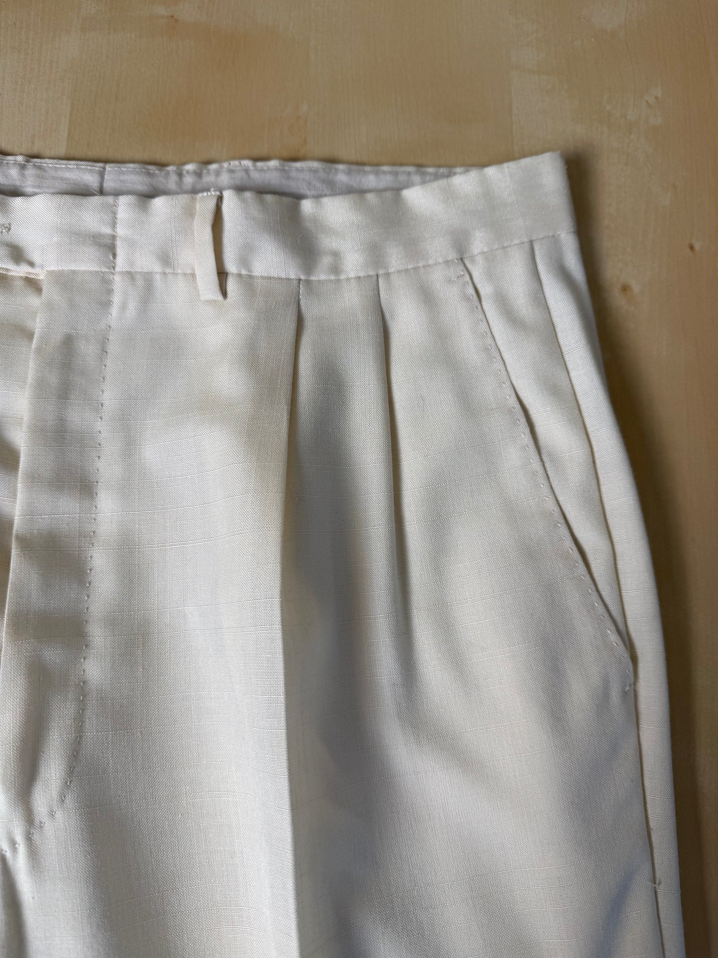 Pantaloni anni '70 misto seta color avorio - tg. 44/46