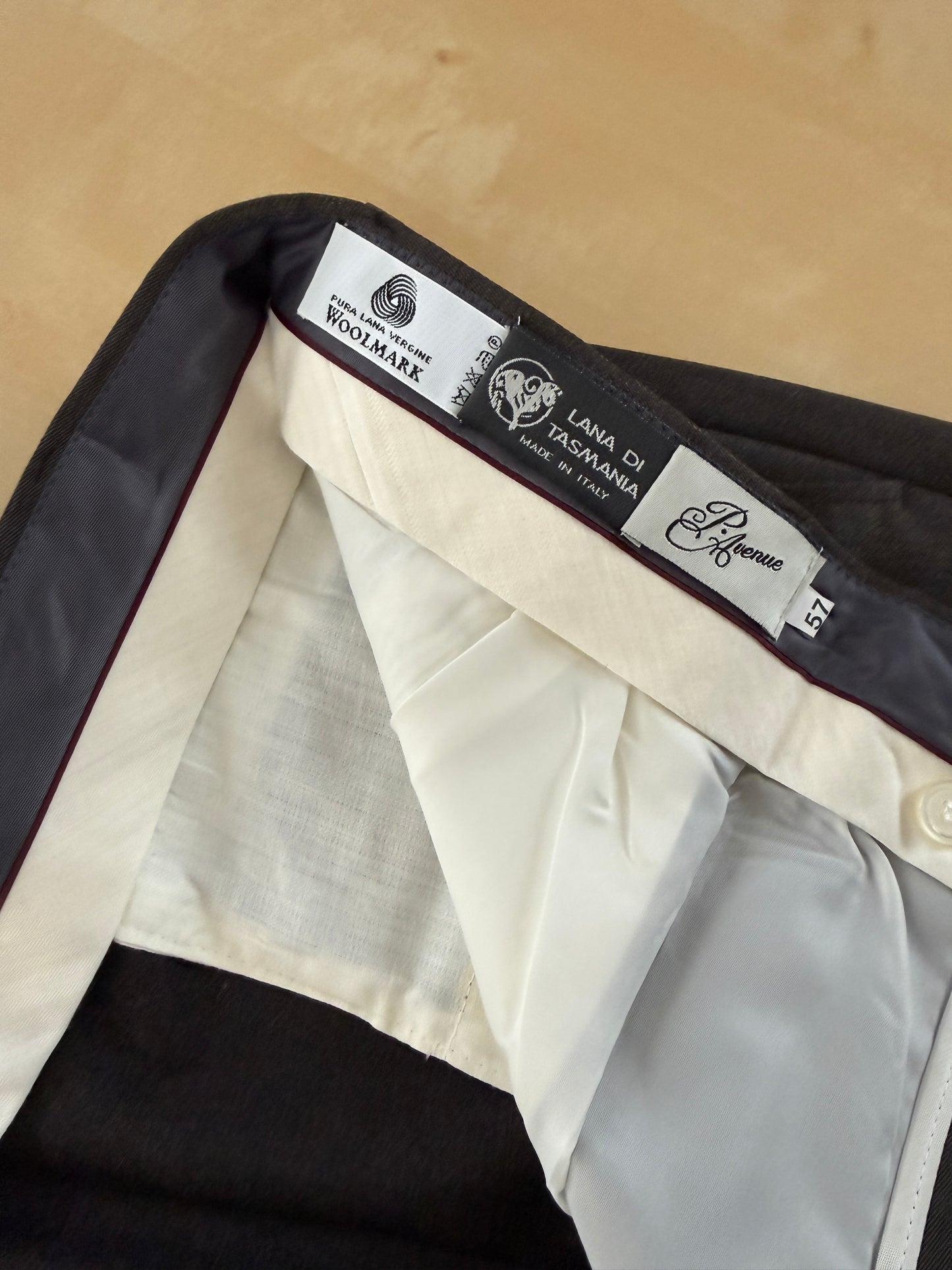 Pantaloni anni ‘90 lana pettinata cachi (NOS) - tg. 60/62