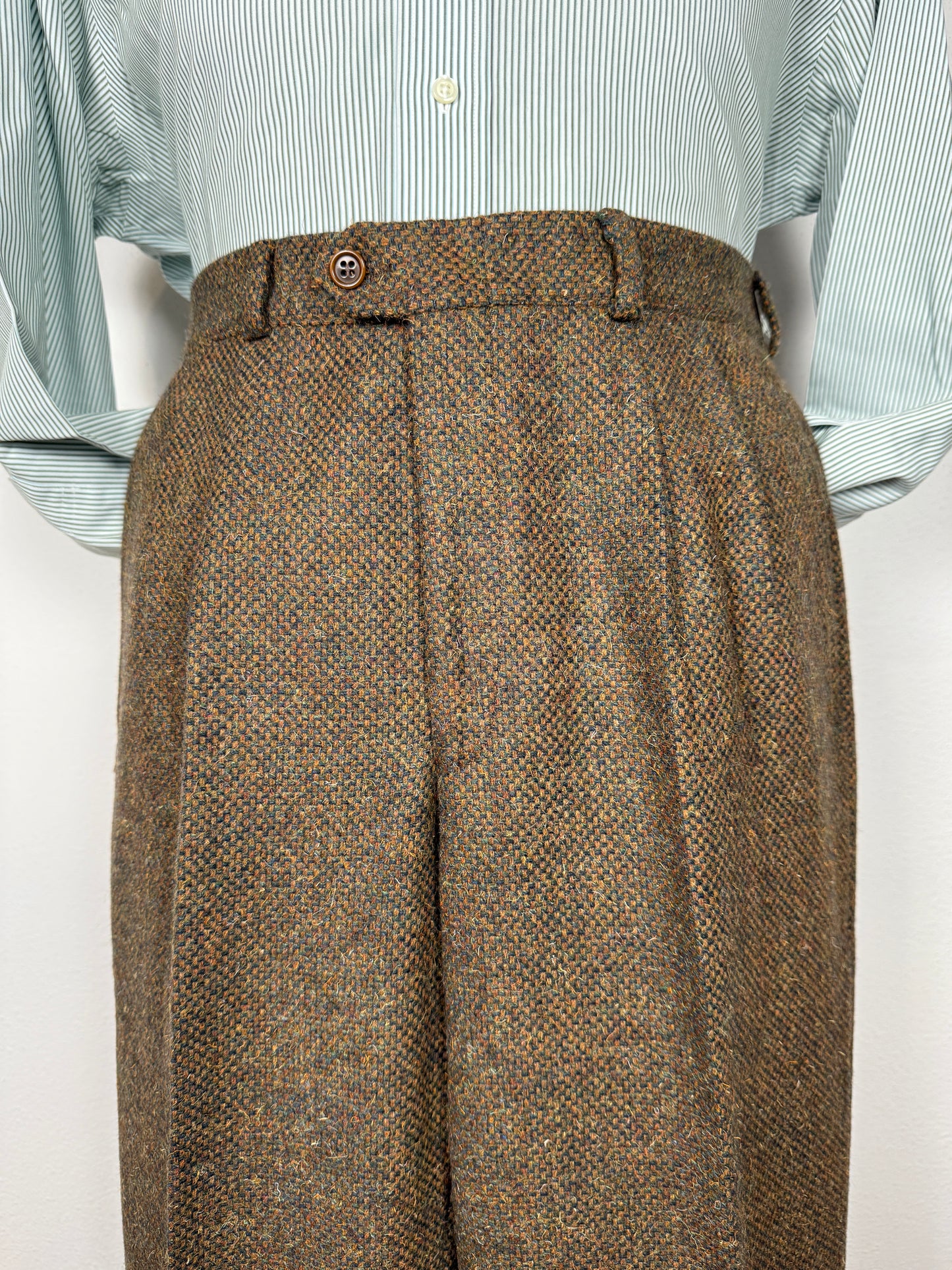 Pantaloni anni ‘70/‘80 in tweed cachi - tg. 46