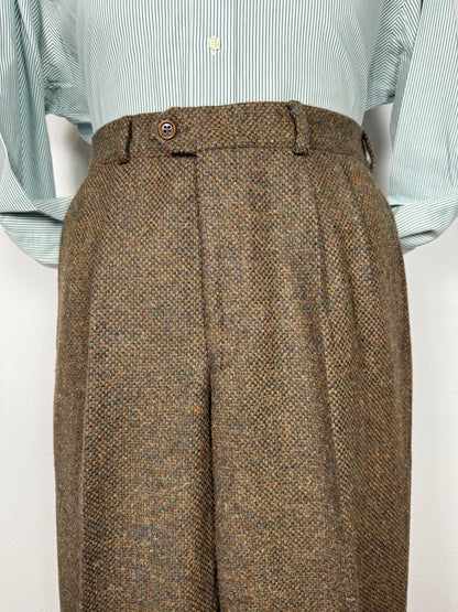 Pantaloni anni ‘70/‘80 in tweed cachi - tg. 46