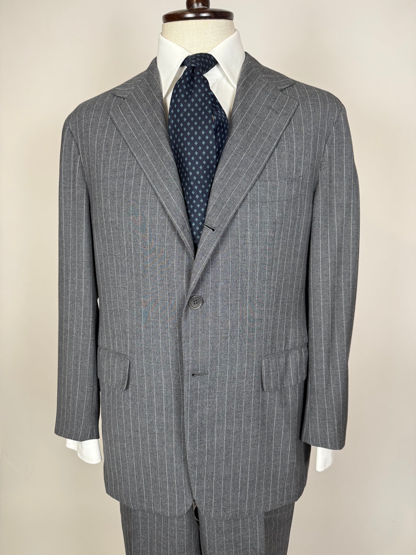 Completo estivo Sartoria Partenopea fresco lana grigio gessato - tg. 50/52