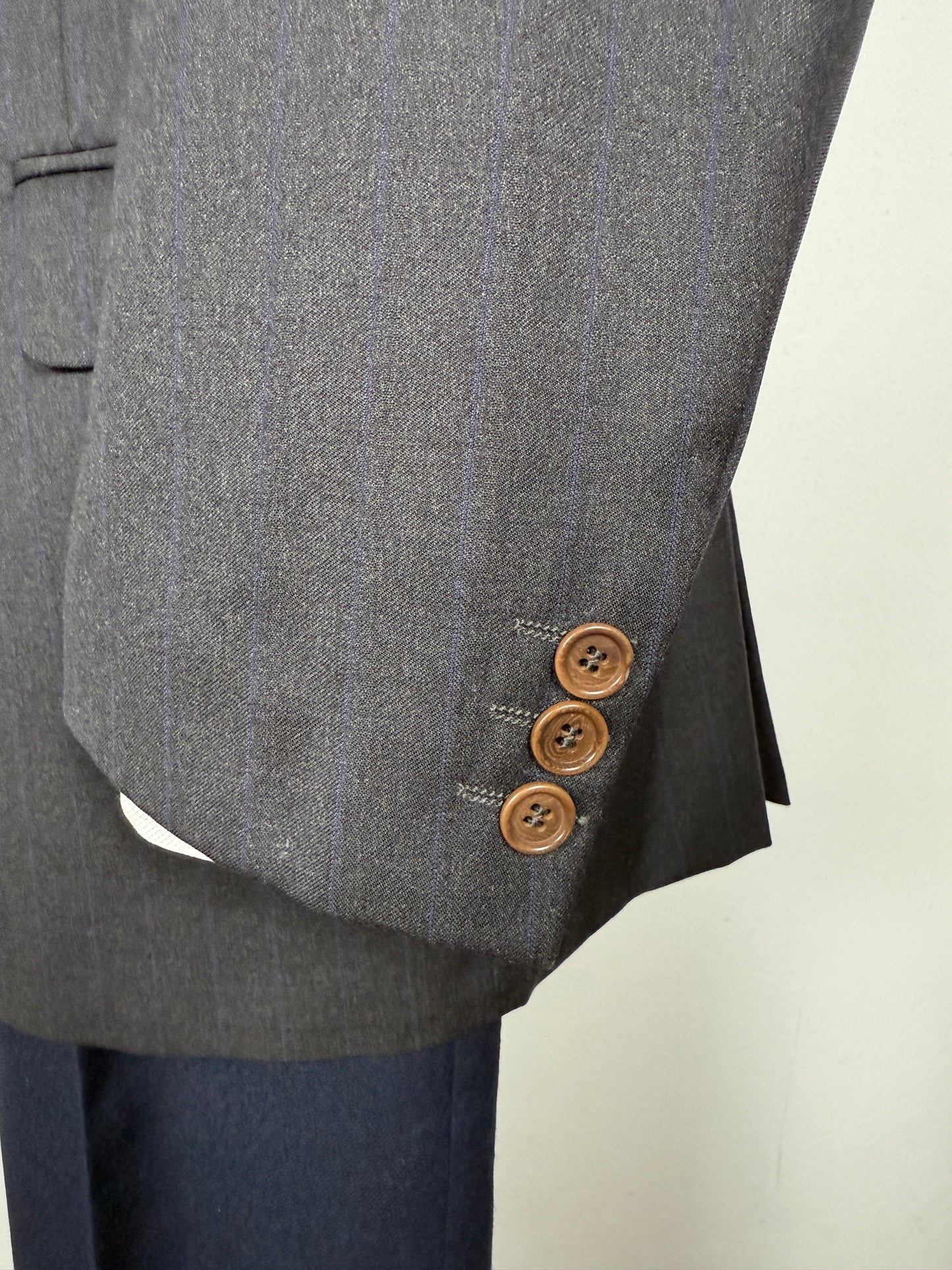 Giacca Coveri anni ‘80 doppiopetto antracite gessata - tg. 54