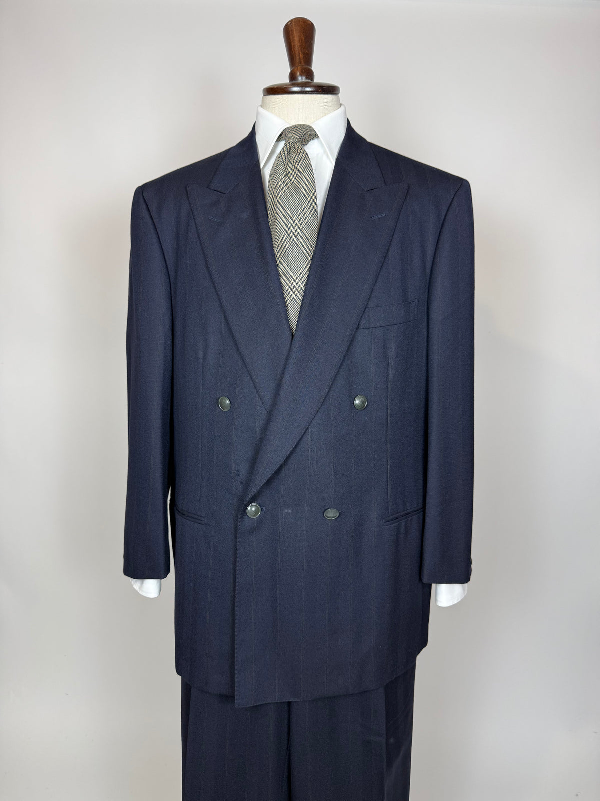 Completo doppiopetto Yves Saint Laurent anni '80 flanella blu - tg. 54/56