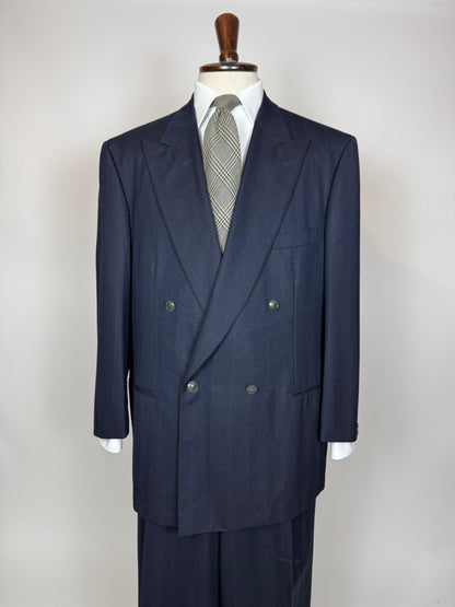 Completo doppiopetto Yves Saint Laurent anni '80 flanella blu - tg. 54/56
