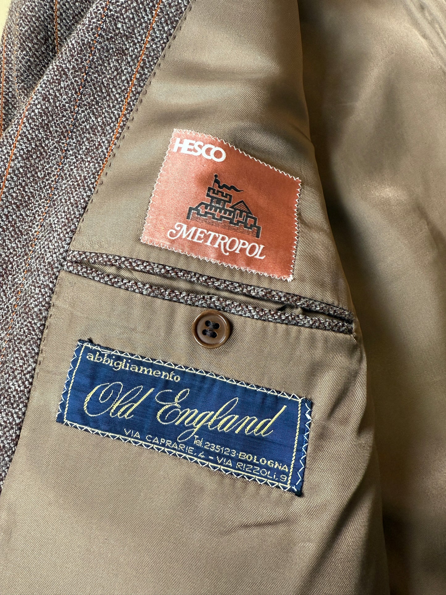 Completo anni ‘70 tweed marrone - tg. 50