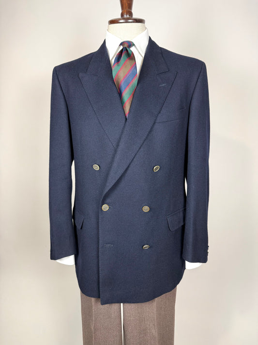 Blazer doppiopetto anni ‘70/‘80 in flanella blu - tg. 54