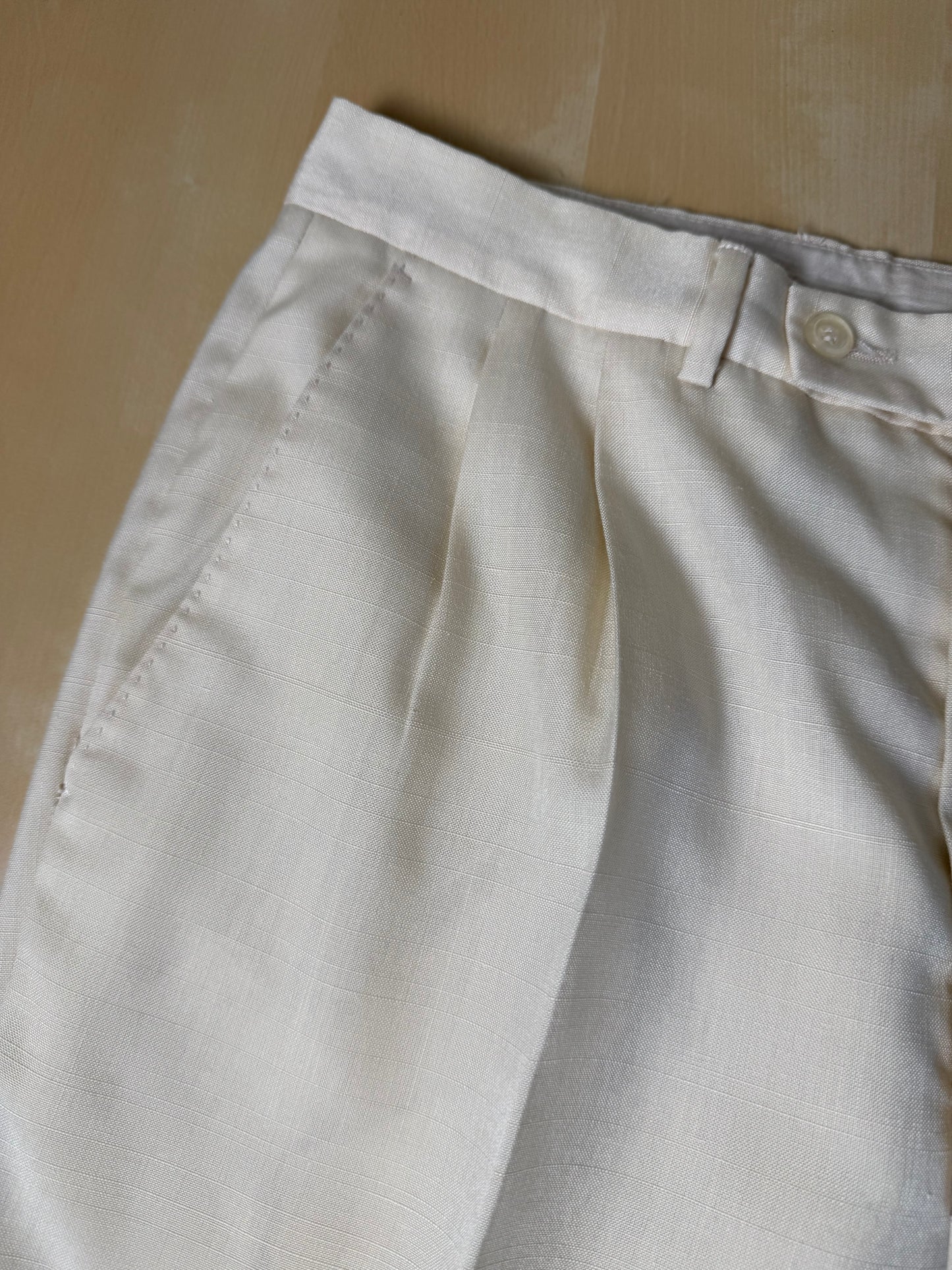 Pantaloni anni '70 misto seta color avorio - tg. 44/46