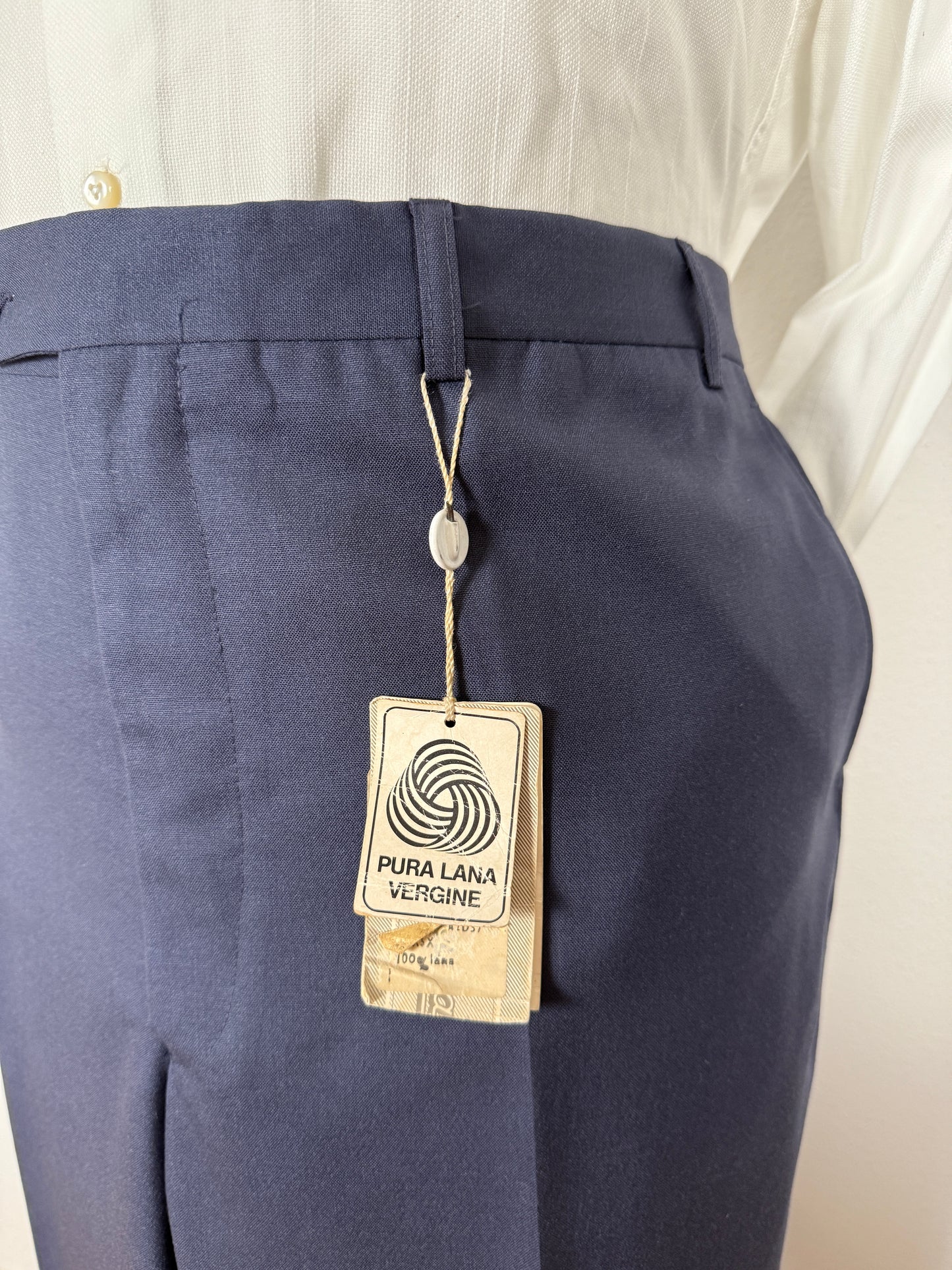 Pantalone anni ‘90 in fresco lana blu (NOS) - tg. 58/60