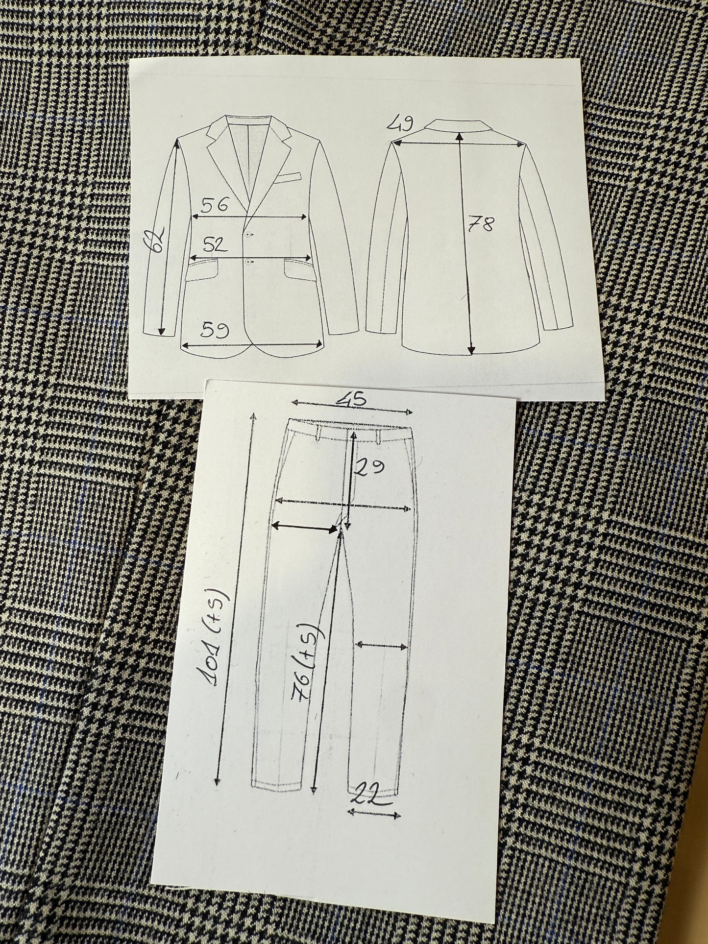 Completo anni ‘80 in flanella principe di Galles - tg. 50