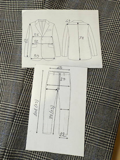 Completo anni ‘80 in flanella principe di Galles - tg. 50