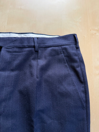 Completo Belvest doppiopetto anni ‘70 flanella blu gessato - tg. 50/52