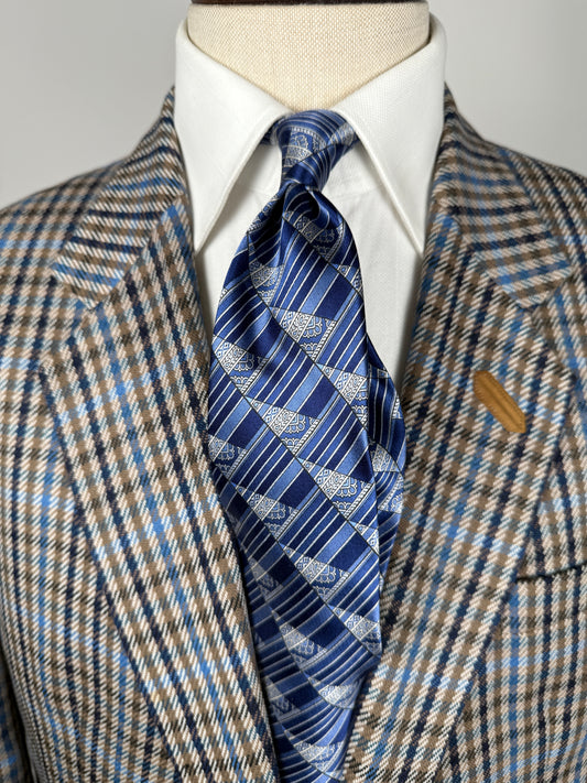 Cravatta Yves Saint Laurent fantasia geometrica blu