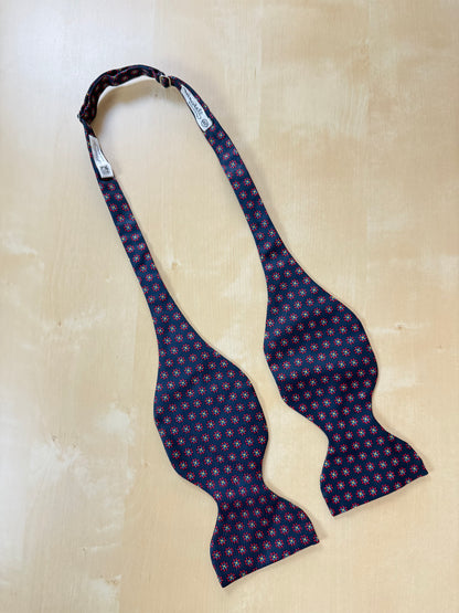 Papillon vintage blu micro fantasia fiori