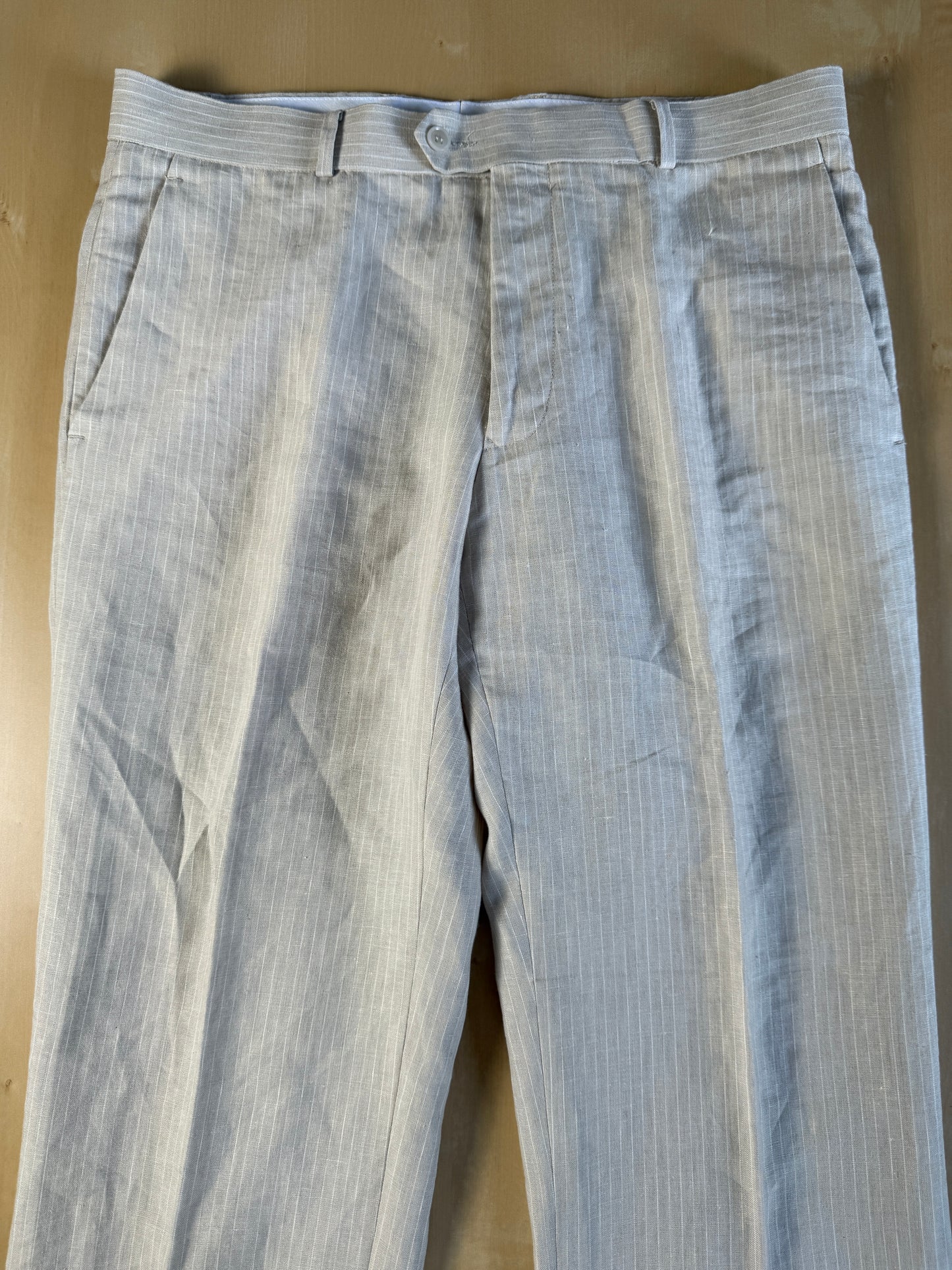 Completo in puro lino color panna gessato - tg. 52